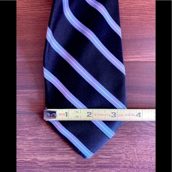TOMMY HILFIGER Black Silk Striped Repp Tie - Picture 9 of 10